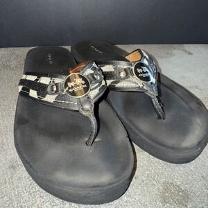 Coach Leather Flip Flop Sandals Black Size 6b